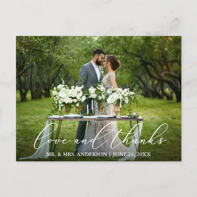 Carte Postale Calligraphie élégante et belle  Amour Merci Mariag (Devant)