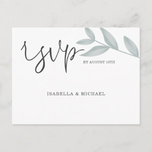 Carte Postale Calligraphie élégante Mariage botanique Rsvp