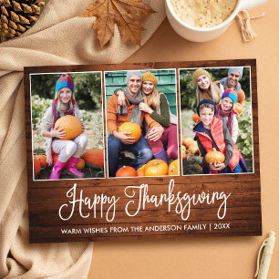 Carte Postale Calligraphie en bois amusante 3 Photos Thanksgivin