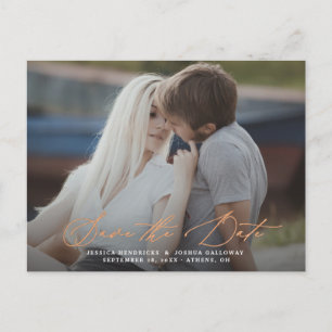 Carte Postale Calligraphie en cuivre superposition photo Enregis