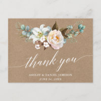 Calligraphie Florale Botanique Mariage Kraft Merci