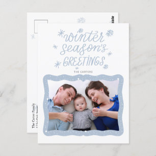 Carte Postale Calligraphie Hiver Saison Salutations Photo Holida