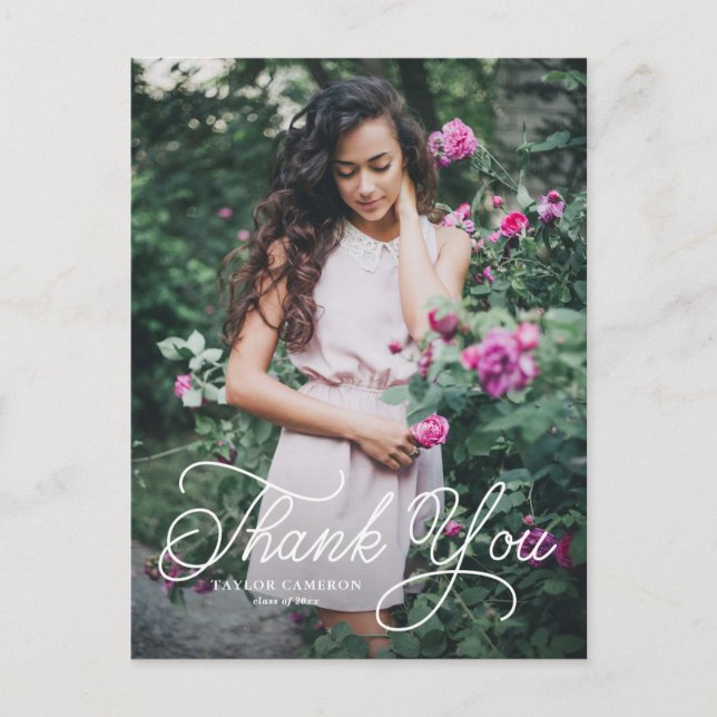 Carte Postale Calligraphie manuscrite Merci de graduation (Devant)