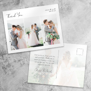 Carte Postale Calligraphie Mariage multiphoto Merci