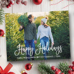 Carte Postale Calligraphie moderne amusante Couple Photo Joyeuse<br><div class="desc">Calligraphie moderne Script Joyeux Vacances Couple Photo Carte postale</div>