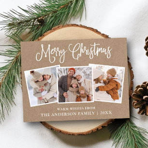 Carte Postale Calligraphie moderne amusante Noël Kraft 3 Photos