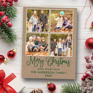 Carte Postale Calligraphie moderne amusante Noël Kraft 4 Photo