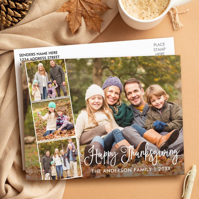 Carte Postale Calligraphie moderne Bon thanksgiving 4 Photo (Customize to change your personalized text size or text style.)