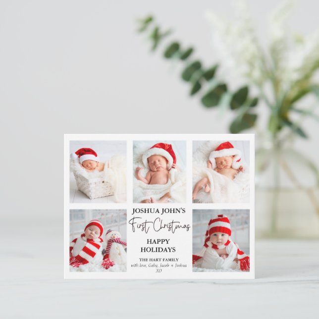 Carte Postale Calligraphie moderne Cinq photos Noël (Debout devant)