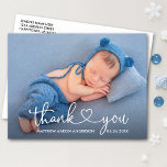 Carte Postale Calligraphie moderne Coeur Baby Photo Merci<br><div class="desc">Moderne minimaliste Simple Calligraphie Script Coeur Nouveau Merci photo bébé Carte postale</div>