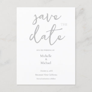 Carte Postale Calligraphie Moderne de Mariage Save the Date