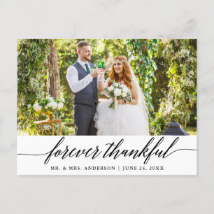 Carte Postale Calligraphie moderne Forever Thankful Mariage
