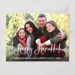 Carte Postale Calligraphie moderne Happy Hanoukka Family Photo