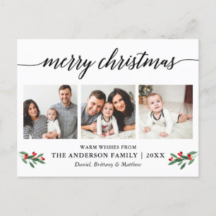 Carte Postale Calligraphie moderne Holly Christmas 3 Photo