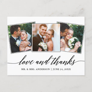 Carte Postale Calligraphie moderne Script 3 Photo Love and Thank