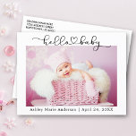 Carte Postale Calligraphie moderne Script Coeur Bonjour bébé<br><div class="desc">Moderne minimaliste Simple Calligraphie Script Coeur Hello Baby Photo Faire-part et Merci Postcard</div>