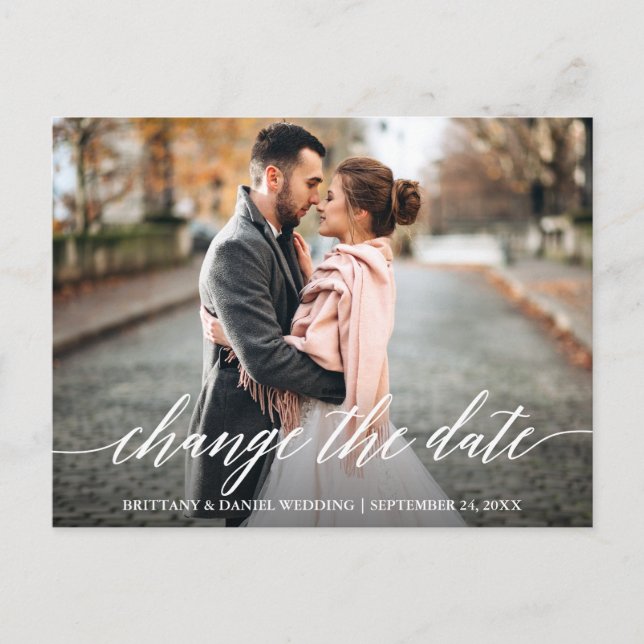 Carte Postale Calligraphie Moderne Script Modifier La Date Nouve (Devant)