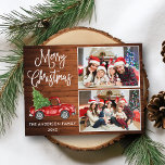 Carte Postale Calligraphie Noël Camion Vintage Bois 2 Photo<br><div class="desc">Joyeux Noël 2 Photo Carte postale - Aquarelle Vintage Camion rouge avec arbre de Noël sur bois rustique</div>