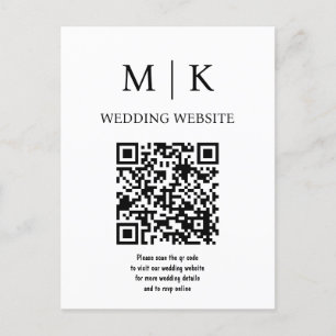 Carte Postale Calligraphie noir délicate Code QR Boîtier RSVP