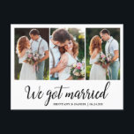 Carte Postale Calligraphie Nous Nous Sommes Mariés 3 Photo<br><div class="desc">Calligraphie moderne Mariage 3 Photo Nous Nous Sommes Mariés Faire-part Carte postale</div>