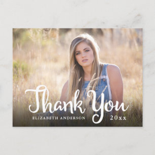 Carte Postale Calligraphie Photo Merci de graduation