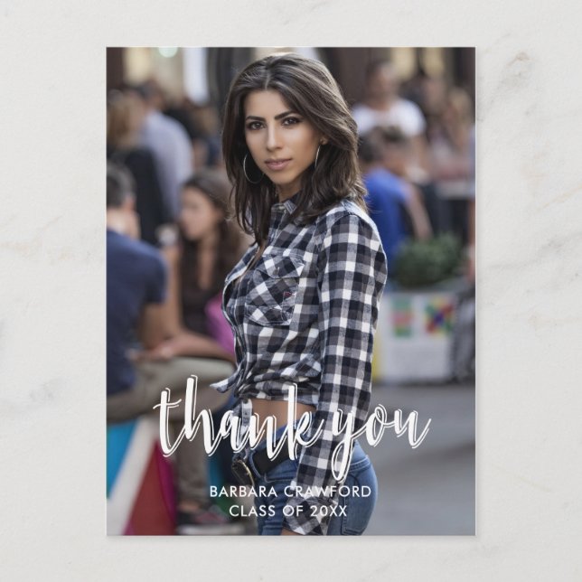 Carte Postale Calligraphie Remerciement Photo personnalisée Dipl (Devant)