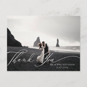 Carte Postale Calligraphie Remerciements de mariage en verdure d
