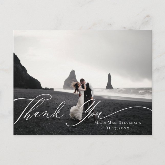 Carte Postale Calligraphie Remerciements de mariage en verdure d (Devant)