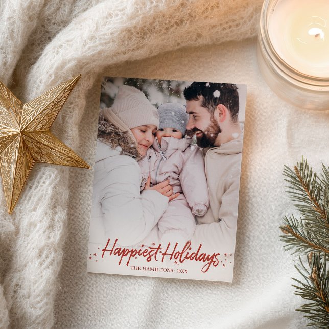 Carte Postale Calligraphie rouge Photo Joyeuses Fêtes Noël (Créateur téléchargé)