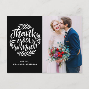 Carte Postale Calligraphie rustique Wreath Black Mariage Photo