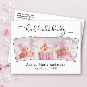 Carte Postale Calligraphie Script Heart 3 Photo Hello Baby