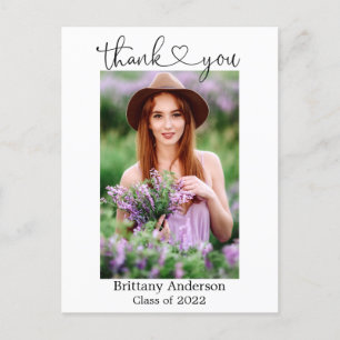 Carte Postale Calligraphie Script Heart Graduate Photo Merci