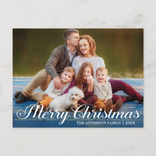 Carte Postale Calligraphie Script Photo Merry Christmas Star