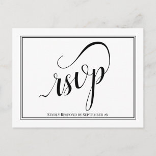 Carte Postale Calligraphie simple et élégante Mariage RSVP