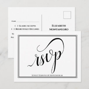 Carte Postale Calligraphie simple et élégante Mariage RSVP