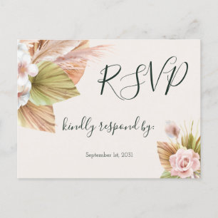 Carte Postale Calligraphie simple Mariage floral rustique RSVP