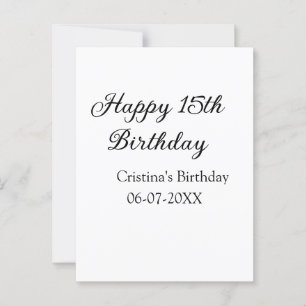 Carte Postale calligraphie simple minimale joyeux 15e anniversai