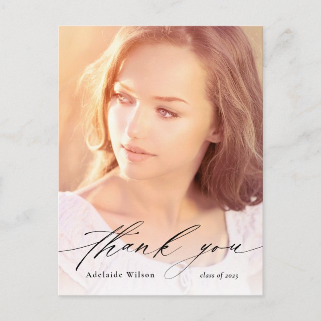 Carte Postale Calligraphie superposition photo Merci de diplôme (Devant)