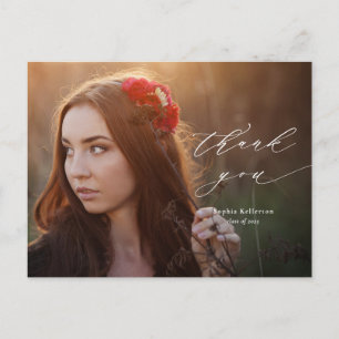 Carte Postale Calligraphie superposition photo Merci de diplôme