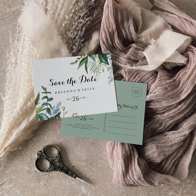 Carte Postale Calligraphie tropicale horizontale Enregistrer la  (Créateur téléchargé)