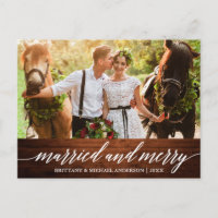 Calligraphie Wood Marié et Joyeux Mariage Photo