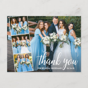 Carte Postale Calligraphy Bridesmaids 4 Photo Collage Thank You