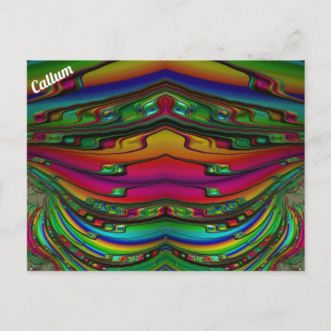 Carte Postale CALLUM ~ Motif de conception fractale 3D ~ Multico (Devant)
