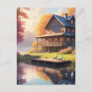 Carte Postale calme au bord du lac   charmante maison en bois
