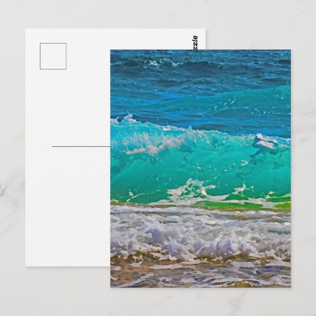 Carte Postale Calme Blue Ocean Waves Beach Art (Devant / Derrière)