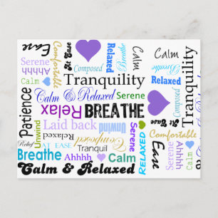 Carte Postale Calme et Relaxation mots positifs typographie