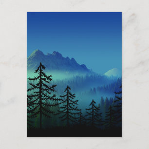 CARTE POSTALE CALME FORÊT DE MOYENNE MONTAGNE DE MINUIT