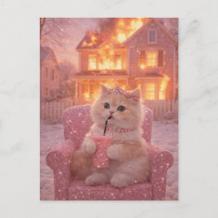Carte Postale Calmer la princesse chat pendant le chaos total   