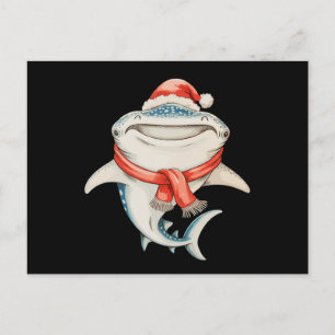 Carte Postale Calot de Noël Requin Baleine Santa Fêtes de fin d'