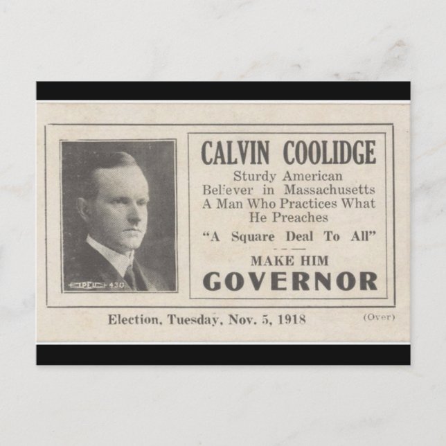 Carte Postale Calvin Coolidge, gouverneur (Devant)